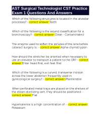 AST Surgical Technologist CST Practice Exam 1 Questions and Answers