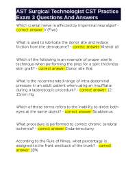 AST Surgical Technologist Exam 3: Questions and Answers in Surgical Procedures and Anatomy