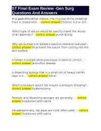 Gen Surg Exam Review: Questions and Answers on Gastrointestinal Surgery
