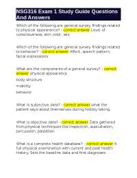 NSG316 Exam 1 Study Guide Questions And Answers