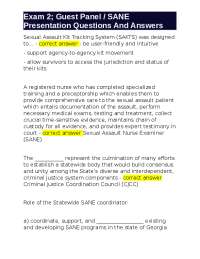 SANE Exam 2: Q&A on Sexual Assault Kit Tracking System & Nurse Examiners