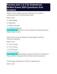 Esthetician Practice Test 1 & 2: Skin Care and Infectious Diseases