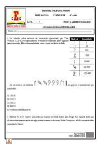 Atividade sobre sistema de numeração egipcio e romano