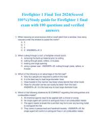 Firefighter 1 Final Test 2024(Scored
100%)/Study guide for Firefighter 1 final
exam