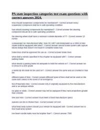 PA State Inspection Categories Test Exam Questions and Answers 2024