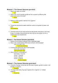 Genetics and Cell Biology Pre-Test and Post-Test Review