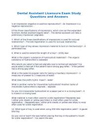 Dental Assistant Licensure Exam Study Questions and Answers