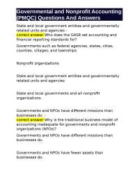 Governmental and Nonprofit Accounting (PMQC) Questions And Answers