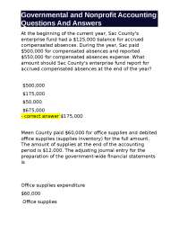 Governmental and Nonprofit Accounting Questions And Answers