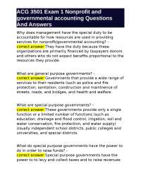 ACG 3501 Exam 1 Nonprofit and governmental accounting Questions And Answers