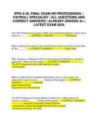 IPPS A DL FINAL EXAM HR PROFESSIONAL / PAYROLL SPECIALIST | ALL QUESTIONS AND ANSWERS