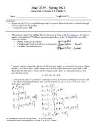 Statistical Analysis and Probability: Homework 1 for Math 3339 - Spring 2024