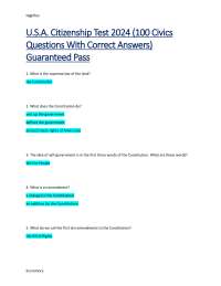 2024 U.S. Citizenship Test Civics Questions and Answers