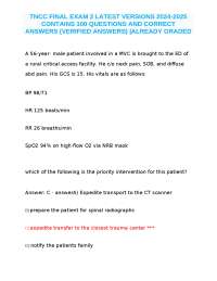 TNCC Final Exam 2: 2024-2025 Edition with 100 Questions and Answers