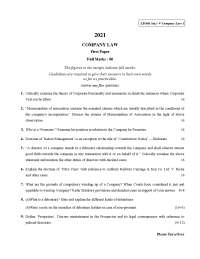 Company Law Question Paper Sem 9 University of Calcutta