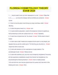 FLORIDA COSMETOLOGY THEORY EXAM 2024