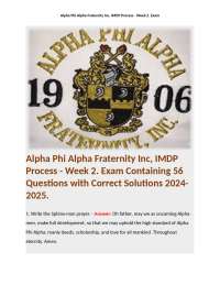 Alpha Phi Alpha Fraternity Inc, IMDP Process - Week 2.