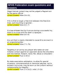 NFHS Federation Exam Questions and Answers: Football Rules