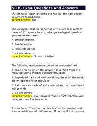 NFHS Volleyball Rules Exam Questions and Answers