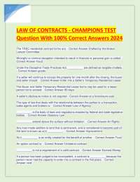 LAW OF CONTRACTS - CHAMPIONS TEST Question With 100% Correct Answers 2024.pdf