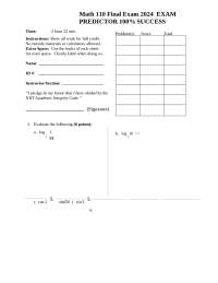 Math 110 Final Exam 2024  EXAM PREDICTOR 100% SUCCESS