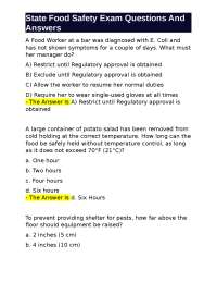 State Food Safety Exam Questions And Answers