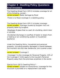 Dwelling Insurance Policy: Coverages and Exceptions