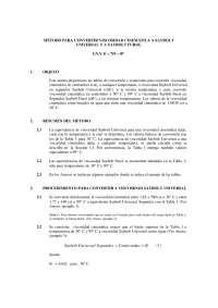 Tabla de conversión de viscosidad cinemática a Saybolt Universal y Saybolt Furol