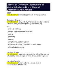 DC Motor Vehicles Driver Manual: Road Safety and Rules