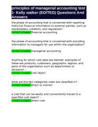 principles of managerial accounting test 1- Kelly walker (EDITED) Questions And Answers