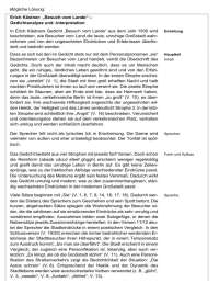 Gedichtsanalyse ,,Besuch vom Lande" musterlösung