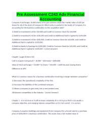 Pre Assessment C243 Adv Financial Accounting