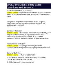 SPLED 505 Exam 1 Study Guide Questions And Answers