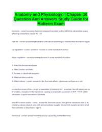 Anatomy and Physiology II Chapter 16 Question And Answers Study Guide for Midterm Exam