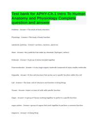 Anatomy and Physiology Study Guide: Key Concepts and Definitions