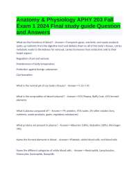 Anatomy & Physiology APHY 203 Fall Exam 1 2024 Final study guide Question and Answers