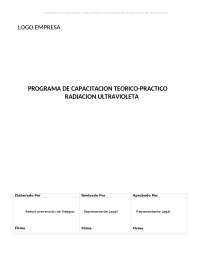 Programa de Capacitación Teórico-Práctico de Radiación Ultravioleta de Origen Solar - Prof