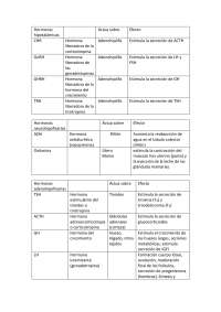 Tabla hormonas fisiología