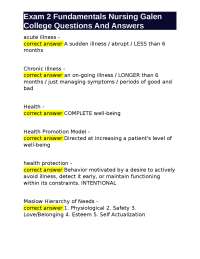 Exam 2 Fundamentals Nursing Galen College Questions And Answers