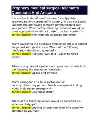 Medical Surgical Telemetry Questions and Answers