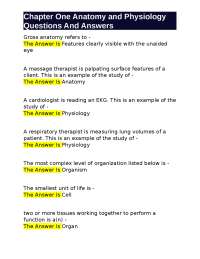 Chapter One Anatomy and Physiology Questions And Answers
