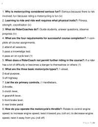 MSF BRC RIDER HANDBOOK STUDY QUESTION ANSWERS.|2024