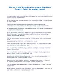 Florida Traffic School Online Exam: Key Concepts and Answers