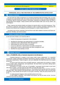 Admin Office Management Module 1: Guide to Skills & Functions