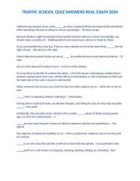 TRAFFIC SCHOOL QUIZ ANSWERS REAL EXAM 2024