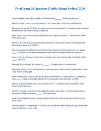 Final Exam 25 Question (Traffic School Online) 2024