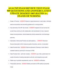 AGACNP EXAM REVIEW TEST EXAM 909 QUESTIONS AND ANSWERS LATEST UPDATE 2024/2025 100% RATED