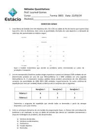 Exercícios gerais de Programação Linear modelagem matemática