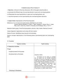 Lesson Plan: Reproduction of Non-flowering Plants in Science VI