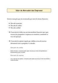 Valor de Mercados e Empresas: Mercados Financeiros e Valoração de Empresas